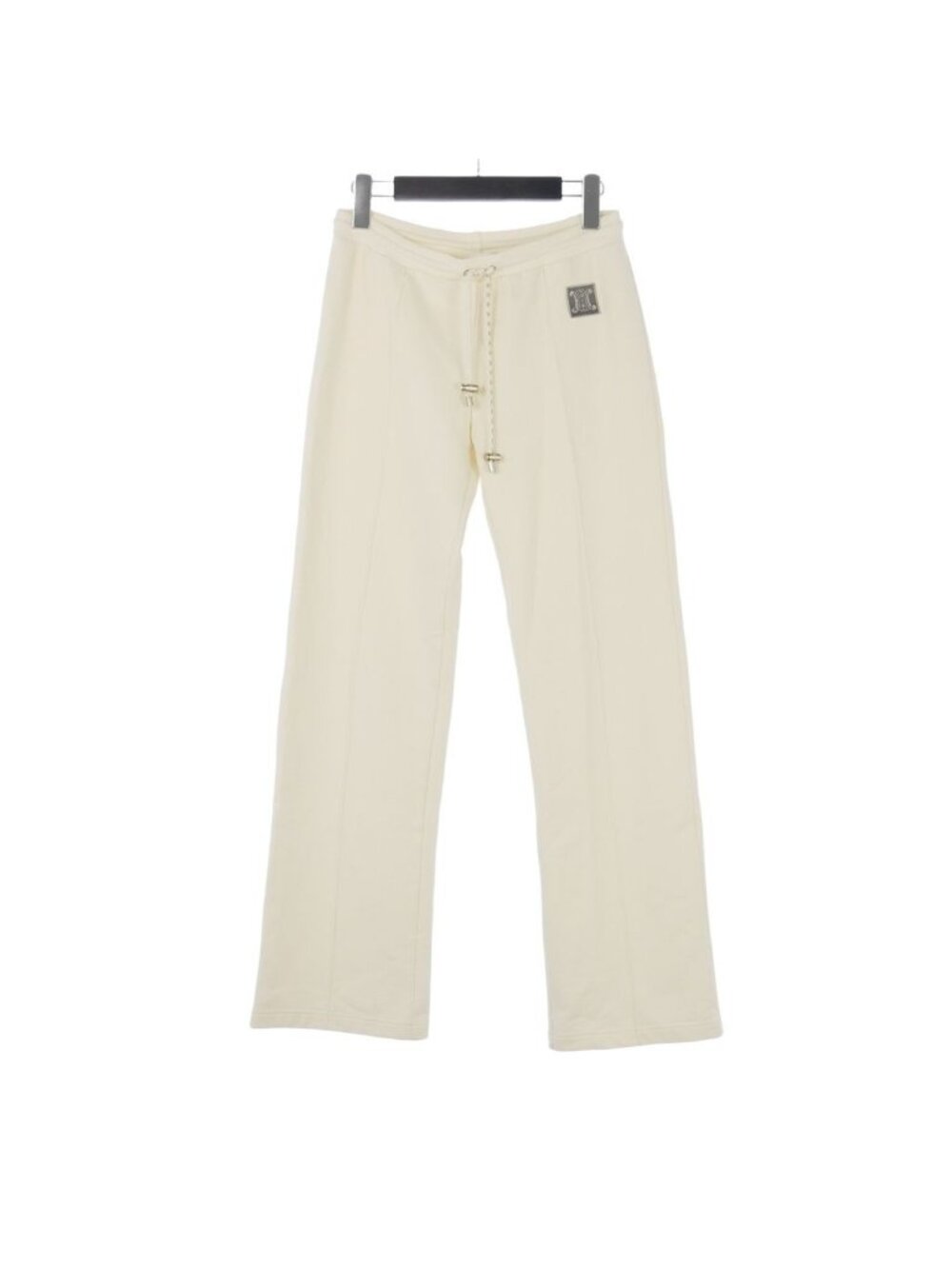 Celine Sweatpants Triomphe Logo Patch Drawstring Center Seam Straight Ivory M